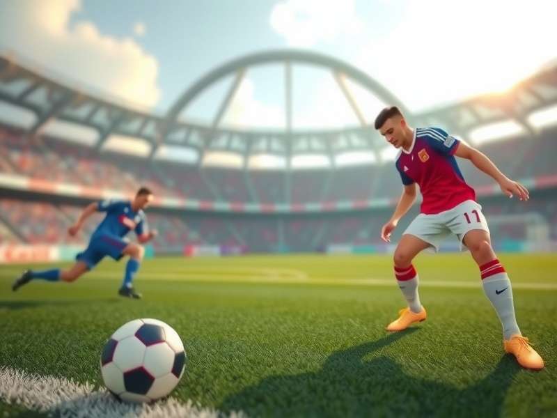 Panoramic view of a packed Football World Cup stadium during a night match