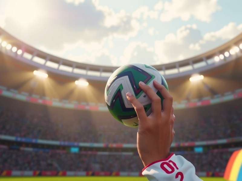 Football World Cup Trophy shining under stadium lights