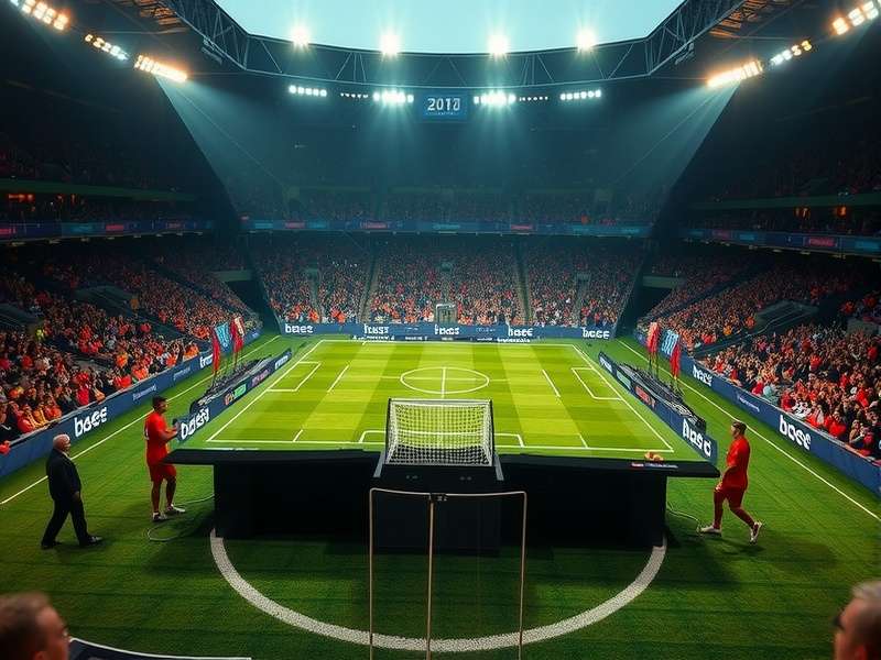 Historical World Cup table and trophy on display