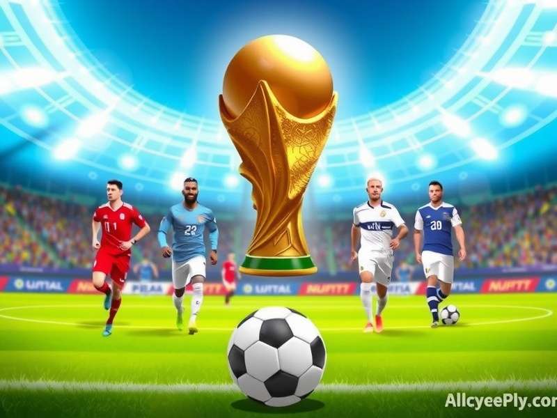 The FIFA World Cup Trophy shining under stadium lights