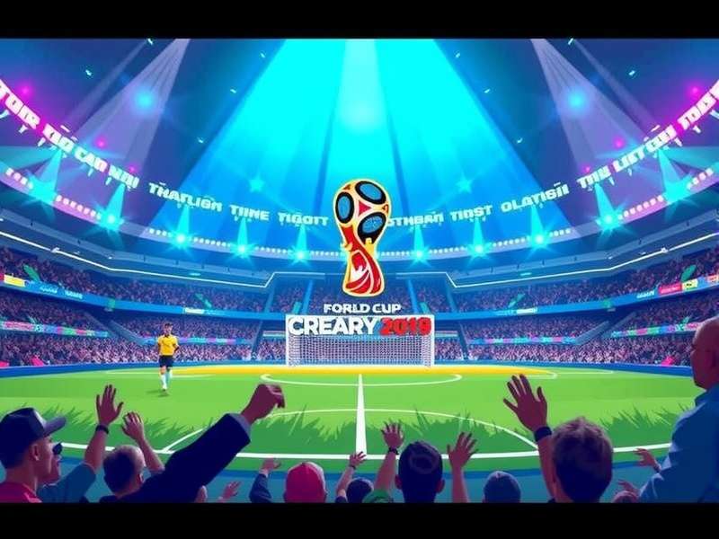 Crowd singing a World Cup anthem in a stadium