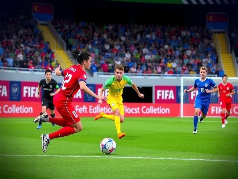 FIFA World Cup Trophy in front of a packed football stadium