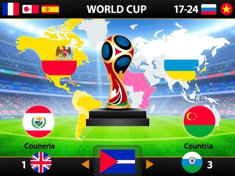 World Map highlighting all Football World Cup participating countries