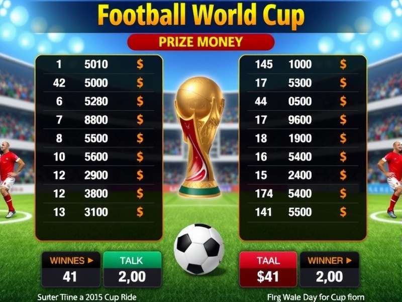 Football World Cup trophy with prize money concept illustration