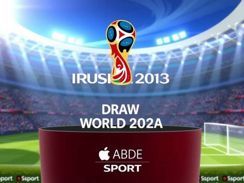 BBC Sport Football World Cup Draw ceremony with trophies and globe