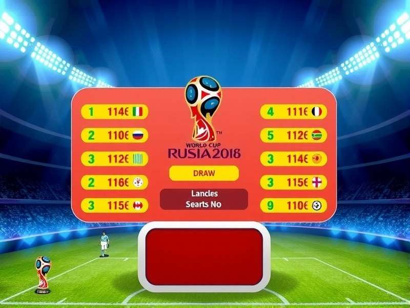 Women's Football World Cup Draw ceremony with trophies and team flags